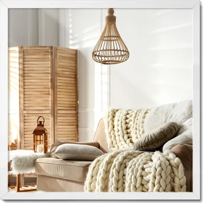 Produktbild von Wandspiegel Weiß Rahmen MDF – Spiegel Elegant Boho Schlafzimmer Quadrat - 50x50cm