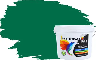 Produktbild von RyFo Colors Bunte Wandfarbe Manufakturweiß Smaragdgrün 3l  - weitere Grün Farbtöne und Größen erhältlich, Deckkraft Klasse 1, Nassabrieb Klasse 1