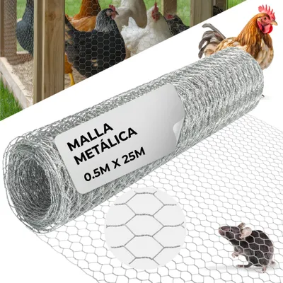 Imagen del producto de Malla hexagonal galvanizada Strend Pro GARDEN HEX ZN 500/16/0,7 mm, para jardín y cría de animales, rollo de 25 m