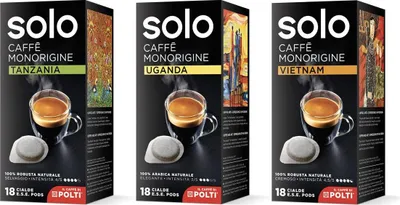 Obrázok produktu pre Degustačná sada s 54 vrecúškami E.S.E. SOLO Caffè Monorigine pre kávovary Polti