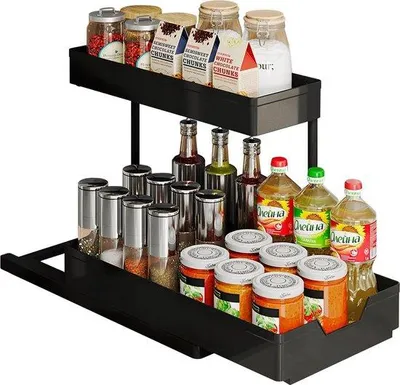 Productafbeelding van Famanu onderbureau-organizer met 2 etages en 4 haken - Multifunctioneel en ruimtebesparend