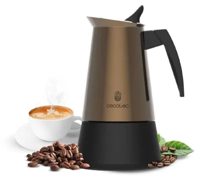 Produktbild von Italienische Kaffeemaschine Cecotec Piccolina 200 Gold. 100 ml, 2 Tassen Kaffee, Edelstahl, Für alle Oberflächen geeignet, Premium-Filter
