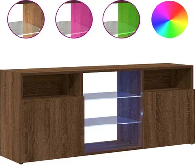 Produktbild von vidaXL TV-Schrank mit LED-Leuchten Braun Eichen-Optik 120x30x50 cm