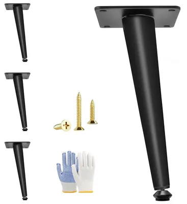 Image de Lot de 4 pieds de meubles noirs - 30 cm, pieds de banc en métal, capacité jusqu'à 700 kg