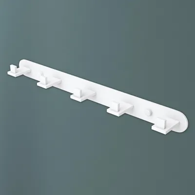 Produktbild von Mai & Mai Kleiderhaken Wandgarderobe Wandhaken aus Edelstahl mit 5 Haken Garderobenleiste Garderobenhaken 44.7cm Matt weiß Stalo-09