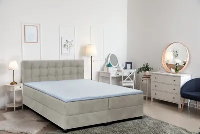 Produktbild von Boxspringbett MALMO mit Topper zwei Bettkästen Matratze Doppelbett 200 cm (Fresh 02- beige)