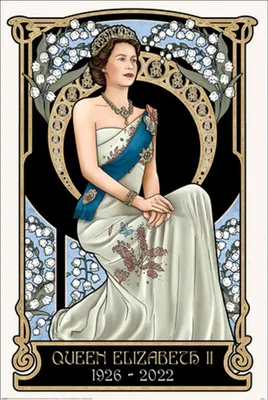 Zdjęcie produktu dla Plakat przedstawiający królową Elżbietę II  91,5 x 61 cm