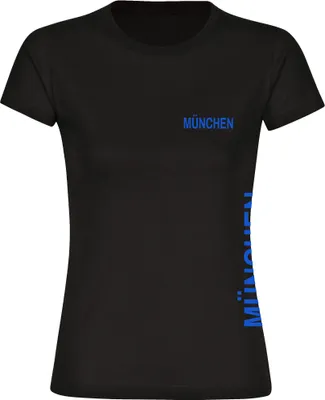 Produktbild von multifanshop Damen T-Shirt - München blau - Brust & Seite, schwarz, Größe S