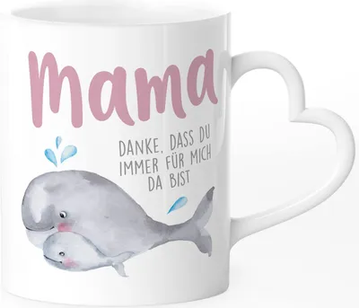 Produktbild von Kaffee-Tasse Herzhenkel Danke dass du immer für mich da bist Geschenk für Mama Papa Muttertag Vatertag SpecialMe® Mama weiß Herz-Tasse