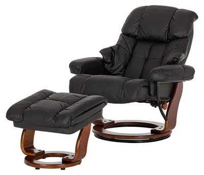 Produktbild von home24 Relaxsessel mit Hocker - Echtleder / Kunstleder