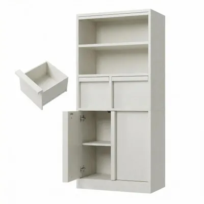 Image de Armoire de rangement haute, design moderne, étagères réglables, 60 x 30 x 129 cm, blanche