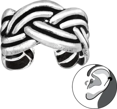 Produktbild von 925 Sterling Silber Ohrmanschette mit geschwärztem keltischen Muster Ear Cuff Ohrklemme