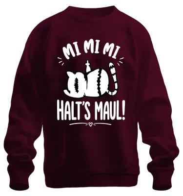 Obrázek produktu pro Pulover s potiskem "Mi Mi Mi Halt's Maul Katze Mittelfinger", sarkastický motiv, barva: vínová, velikost: XL