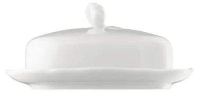 Butterdose 250 g, rechteckig, Porzellan, mit Deckel, weiß