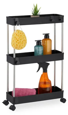 Produktbild von Küchenwagen Küchentrolley Rollwagen - 3 Etagen - Kunststoff - Schwarz - 62 x 41,5 x 14,5 cm