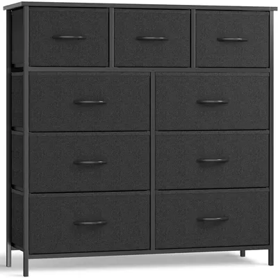 Produktbild von Schubkastenkommode Kommode Stoff 9 Schubladen Sideboard Mehrzweckschrank (Schubladenschrank), für Schlafzimmer Wohnzimmer, Kinderzimmer, Flur, Aufbewa