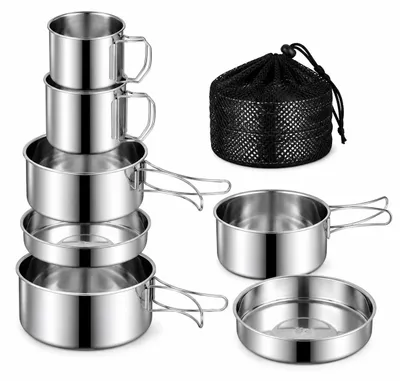 Produktbild von Eurobatt Kochgeschirr Set Edelstahl 6-teilig Camping Outdoor