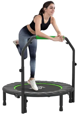 Obrázek produktu pro Fitness trampolína, skládací design, nastavitelná rukojeť, černá