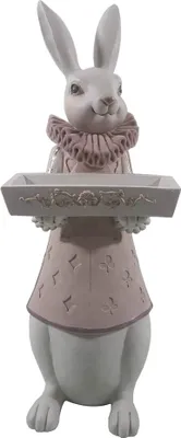 Produktbild von Clayre & Eef Figur Kaninchen 15x13x37 cm Weiß Rosa Polyresin