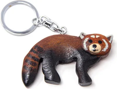 Image de Porte-clés en bois - Panda rouge