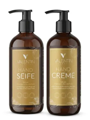 Produktbild von VALENTIN Kosmetik 2er Pack (Duo) Handcreme/-seife Orange & Sandelholz 300ml