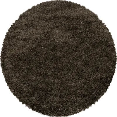 Zdjęcie produktu dla Ayyildiz | Okrągły Dywan Shaggy Fluffy Super Soft - 200 cm - Ciemny Brąz - Miękki, Elegancki, Antyalergiczny