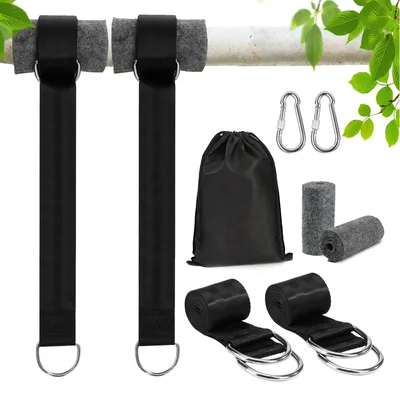 Image de Fixation pour hamac, à fixer à un arbre, comprenant 2 sangles avec mousquetons, résistante aux intempéries, pour hamacs