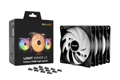 Zdjęcie produktu dla be quiet! LIGHT WINGS LX 120mm PWM High Speed 3-Pack Black, Wentylator, 12 cm, 2100 RPM, 105,1 m³/h, Czarny