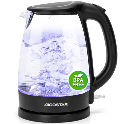 Obrázek produktu pro Skleněná konvice Aigostar Adam 1,7 l LED 2200 W s otočnou základnou