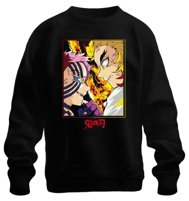 Imagen del producto de Sudadera con cuello redondo, diseño "Demon Slayer: Kimetsu no Yaiba", personaje Rengoku Akaza, estilo "Flammenkampf", ideal como regalo para fans, uni, color , talla XL