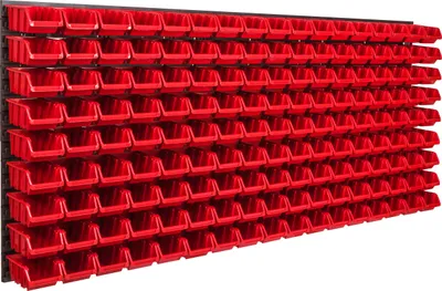Image de Panneau à outils mural 173,4 x 78 cm avec 153 pcs. Boîtes suspendues Boîtes rouges Système de stockage