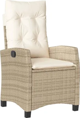 Produktbild von vidaXL Gartensessel mit Kissen Verstellbar Beige Poly Rattan