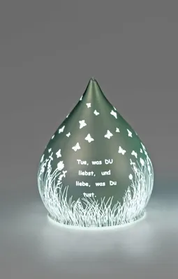 Produktbild von formano 1 Stück  Deko-Tropfen in Frosty-Silber grün mit LED-Licht + Timer 15cm