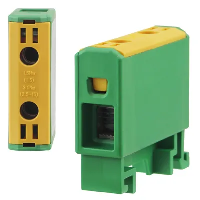 Produktbild von Universalklemme Hutschiene Leitungsklemme Anschlußklemme Klemmblöcke 16mm² gelb/grün