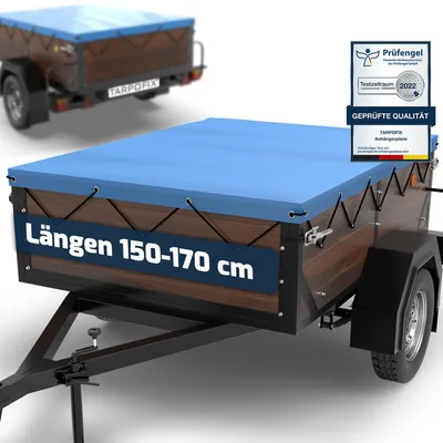 Immagine prodotto di Tarpofix® Telo per rimorchio, 150 x 110 cm, incluso il cordino per il fissaggio | Telo piatto in PVC per rimorchio | Telo di copertura rinforzato, adatto a diversi tipi di rimorchi per auto. Colore: blu