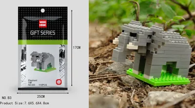 Produktbild von Elefant Figur Bausteine Modell LNO Micro-Bricks