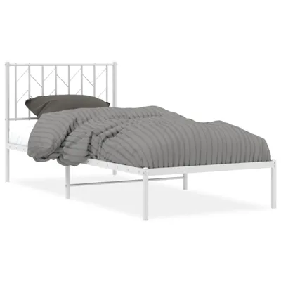 Produktbild von vidaXL Bettgestell mit Kopfteil Metall Weiß 90x200 cm