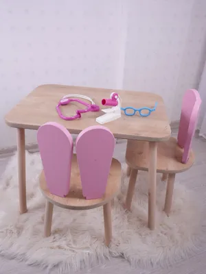 Immagine prodotto di Skye Decor, Bunny Two Chair Set - Rosa, Marrone, Set da tavolo per bambini, Rosa, 100% MDF, 50 x 45 x 60 cm