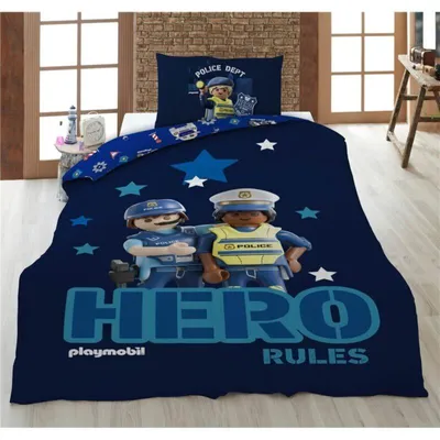 Produktbild von PLAYMOBIL Bettbezug – 160 x 210 cm (Standardgröße) – 65 x 100 cm – 100 % Baumwolle