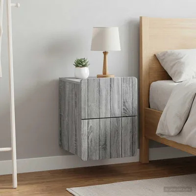 Produktbild von vidaXL Wandmontierter Nachttisch 2 Stk. Sonoma-Grau 33 x 34,5 x 43 cm