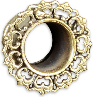 Produktbild von viva-adorno 1 Stück 8mm Flesh Tunnel Plug Messing Vintage Look Blüte Südostasien Style Größe 6 - 16mm Z434.D5