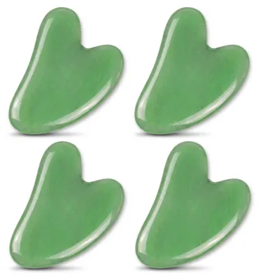 Produktbild von Gua Sha Massagestein für Gesicht & Körper – Durchblutung, Hautstraffung, synthetischer Stein — 4 Stück