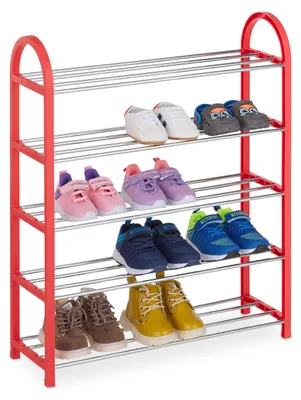 Kinderschuhregal 5 Etagen bis Gr. 30, platzsparend, rot