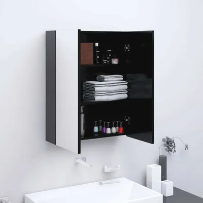 Produktbild von The Living Store Bad-Spiegelschrank 60x15x75 cm MDF Anthrazit