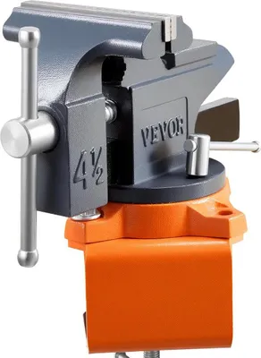 Imagen del producto de Mordaza de banco, de 4.5 pulgadas, tornillo de banco portátil para banco de trabajo, con base giratoria de 270°, abrazadera giratoria de liberación rápida, fabricada en hierro fundido, ideal para trabajos en madera, metal, taladrado, corte y para trabajar con conductos