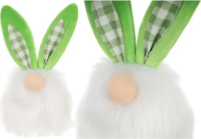 Image de Objet décoratif : nain, décoration printanière pour la maison, lapin, décoration printanière, vert, 18 cm