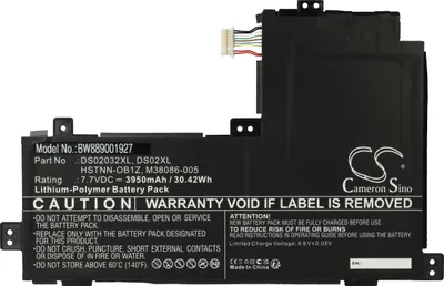 Produktbild von vhbw Akku Ersatz für HP M38086-005, HSTNN-OB1Z, DS02XL, DS02032XL für Notebook (3950 mAh, 7,7 V, Li-Polymer)