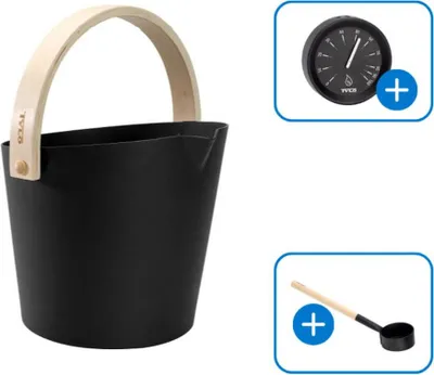 Produktbild von Tylö Brilliant Black SET mit Eimer, Kelle und Hygrometer