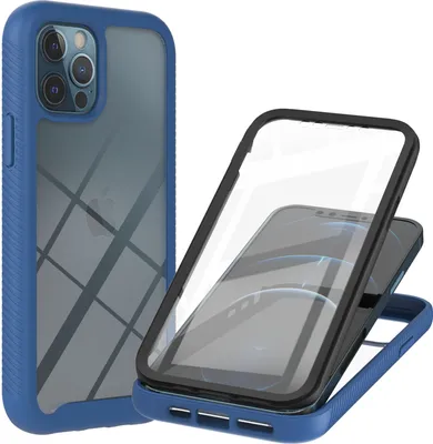 Produktbild von iPhone 12 Pro Max Hülle, LaimTop 360° Rundumschutz Handyhülle mit Integriertem Displayschutz für iPhone 12 Pro Max Blau