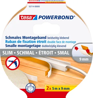Image de tesa 55714-00000-00 tesa Ruban de montage Powerbond Étroit, 2 x 9 mm x 5 m, transp.